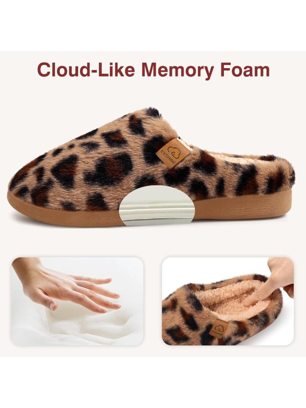 〽️Womens Leopard Fuzzy Slippers Curly Fleece Closed Toe Bedroom Slip House Shoes - Picture 3 of 7